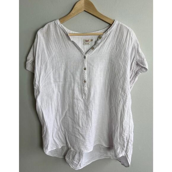 Faherty Desmond Dream Cotton Double Gauze Blouse Top Washed White Popover Sz XL - Picture 1 of 6